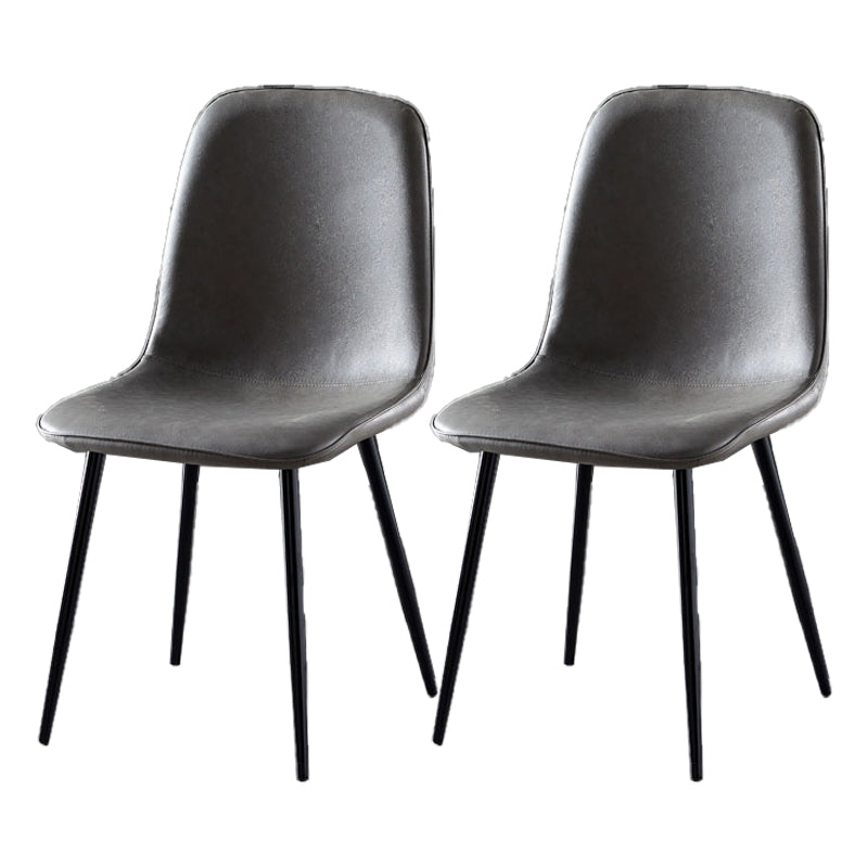 Nordic Style Kitchen Metal Dining Chairs Dining Armless Side Chair Grey 2 Piece Set Black Clearhalo ' kitchen&dining_furn' 'Dining Chairs' 'Dining Tables & Seating' 'dining_chair' 'furn' 'furn_dining_chair' 'Furniture' 'furniture_dining_chair' 'Kitchen & Dining Furniture' 'kitchen' 4480538