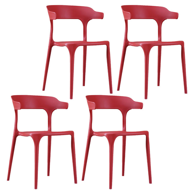 Contemporary Restaurant Plastic Arm Chair Matte Finish Open Back Dining Chair Red Set of 4 Clearhalo ' kitchen&dining_furn' 'Dining Chairs' 'Dining Tables & Seating' 'dining_chair' 'Furniture' 'furniture_dining_chair' 'Kitchen & Dining Furniture' 'kitchen' 4480542