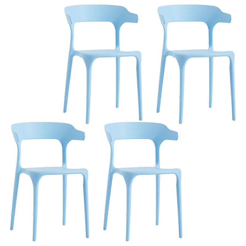 Contemporary Restaurant Plastic Arm Chair Matte Finish Open Back Dining Chair Light Blue Set of 4 Clearhalo ' kitchen&dining_furn' 'Dining Chairs' 'Dining Tables & Seating' 'dining_chair' 'Furniture' 'furniture_dining_chair' 'Kitchen & Dining Furniture' 'kitchen' 4480545