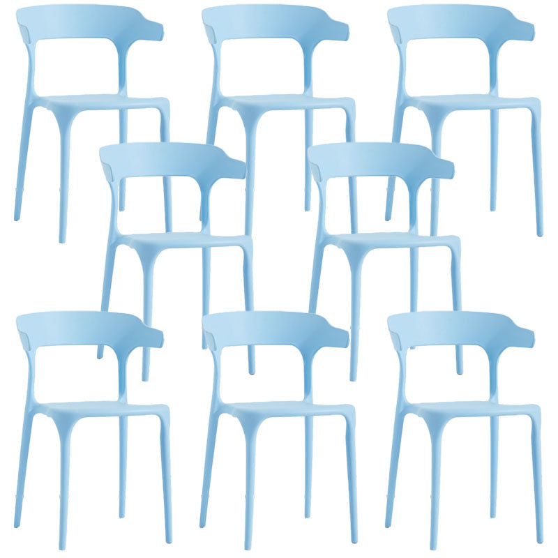 Contemporary Restaurant Plastic Arm Chair Matte Finish Open Back Dining Chair Light Blue Set of 8 Clearhalo ' kitchen&dining_furn' 'Dining Chairs' 'Dining Tables & Seating' 'dining_chair' 'Furniture' 'furniture_dining_chair' 'Kitchen & Dining Furniture' 'kitchen' 4480547