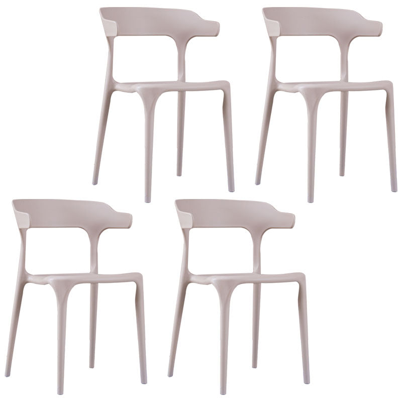 Contemporary Restaurant Plastic Arm Chair Matte Finish Open Back Dining Chair Camel Set of 4 Clearhalo ' kitchen&dining_furn' 'Dining Chairs' 'Dining Tables & Seating' 'dining_chair' 'Furniture' 'furniture_dining_chair' 'Kitchen & Dining Furniture' 'kitchen' 4480549