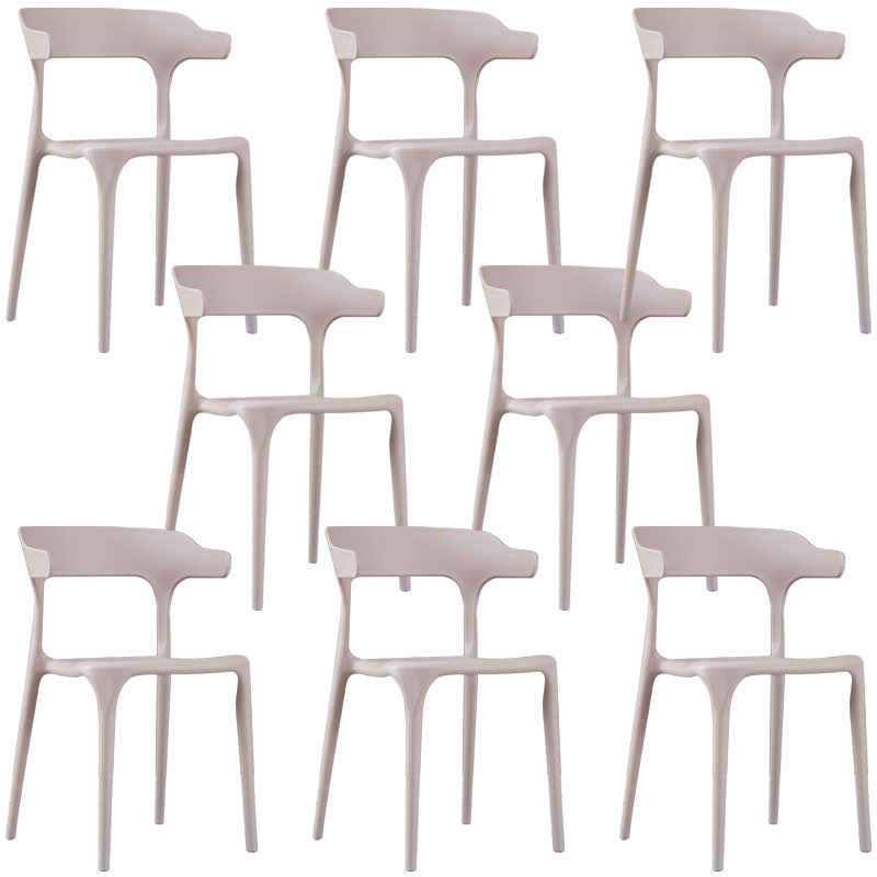 Contemporary Restaurant Plastic Arm Chair Matte Finish Open Back Dining Chair Camel Set of 8 Clearhalo ' kitchen&dining_furn' 'Dining Chairs' 'Dining Tables & Seating' 'dining_chair' 'Furniture' 'furniture_dining_chair' 'Kitchen & Dining Furniture' 'kitchen' 4480552