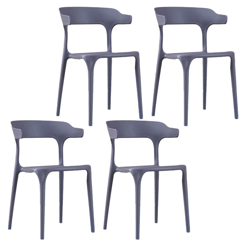 Contemporary Restaurant Plastic Arm Chair Matte Finish Open Back Dining Chair Dark Gray Set of 4 Clearhalo ' kitchen&dining_furn' 'Dining Chairs' 'Dining Tables & Seating' 'dining_chair' 'Furniture' 'furniture_dining_chair' 'Kitchen & Dining Furniture' 'kitchen' 4480554