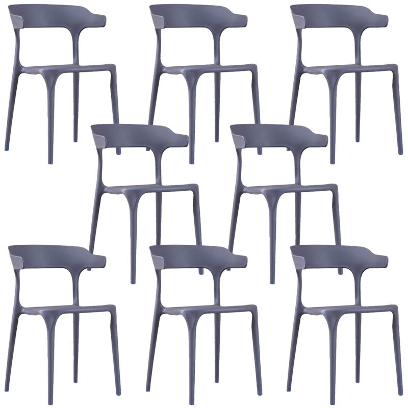 Contemporary Restaurant Plastic Arm Chair Matte Finish Open Back Dining Chair Dark Gray Set of 8 Clearhalo ' kitchen&dining_furn' 'Dining Chairs' 'Dining Tables & Seating' 'dining_chair' 'Furniture' 'furniture_dining_chair' 'Kitchen & Dining Furniture' 'kitchen' 4480556
