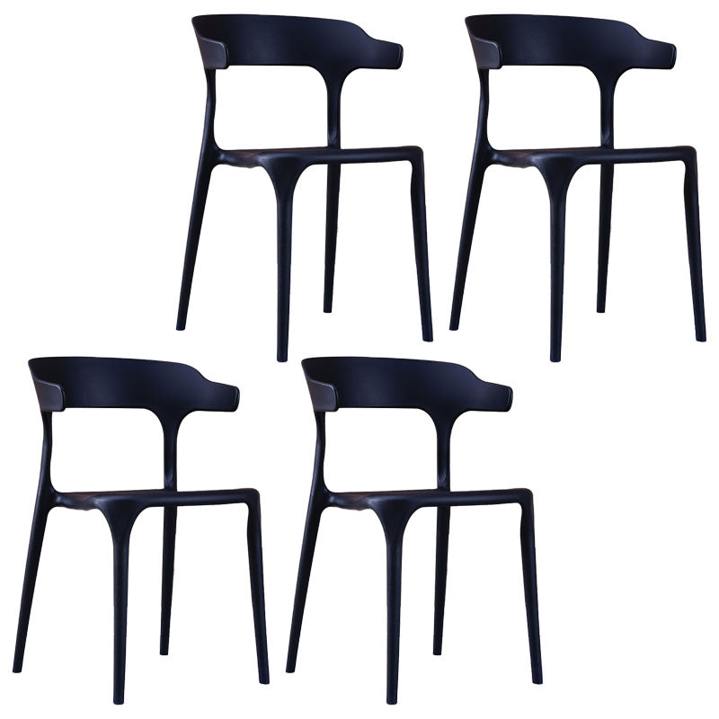 Contemporary Restaurant Plastic Arm Chair Matte Finish Open Back Dining Chair Black Set of 4 Clearhalo ' kitchen&dining_furn' 'Dining Chairs' 'Dining Tables & Seating' 'dining_chair' 'Furniture' 'furniture_dining_chair' 'Kitchen & Dining Furniture' 'kitchen' 4480557