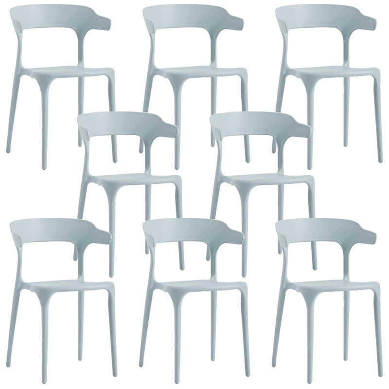 Contemporary Restaurant Plastic Arm Chair Matte Finish Open Back Dining Chair Light Gray Set of 8 Clearhalo ' kitchen&dining_furn' 'Dining Chairs' 'Dining Tables & Seating' 'dining_chair' 'Furniture' 'furniture_dining_chair' 'Kitchen & Dining Furniture' 'kitchen' 4480562