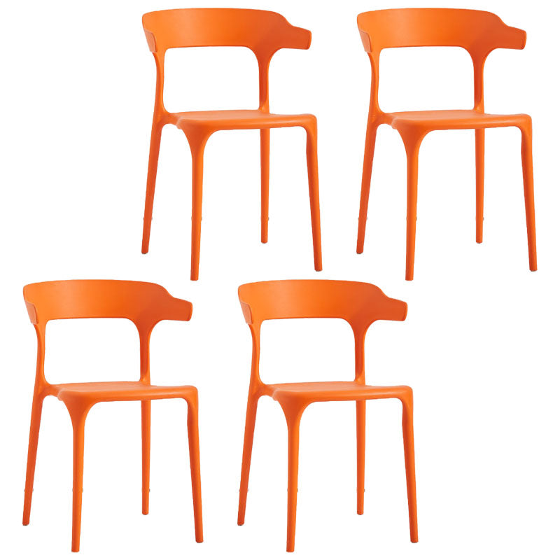 Contemporary Restaurant Plastic Arm Chair Matte Finish Open Back Dining Chair Orange Set of 4 Clearhalo ' kitchen&dining_furn' 'Dining Chairs' 'Dining Tables & Seating' 'dining_chair' 'Furniture' 'furniture_dining_chair' 'Kitchen & Dining Furniture' 'kitchen' 4480563