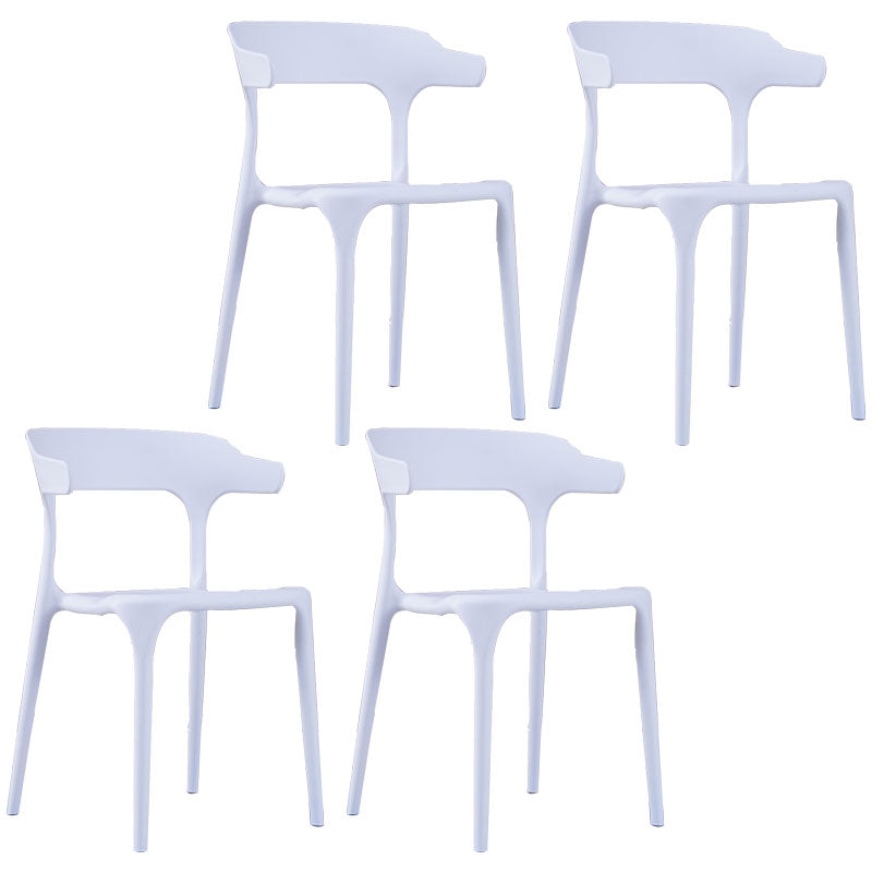 Contemporary Restaurant Plastic Arm Chair Matte Finish Open Back Dining Chair White Set of 4 Clearhalo ' kitchen&dining_furn' 'Dining Chairs' 'Dining Tables & Seating' 'dining_chair' 'Furniture' 'furniture_dining_chair' 'Kitchen & Dining Furniture' 'kitchen' 4480565