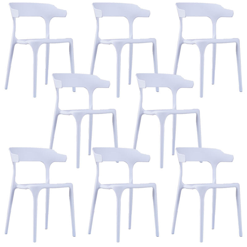 Contemporary Restaurant Plastic Arm Chair Matte Finish Open Back Dining Chair White Set of 8 Clearhalo ' kitchen&dining_furn' 'Dining Chairs' 'Dining Tables & Seating' 'dining_chair' 'Furniture' 'furniture_dining_chair' 'Kitchen & Dining Furniture' 'kitchen' 4480566