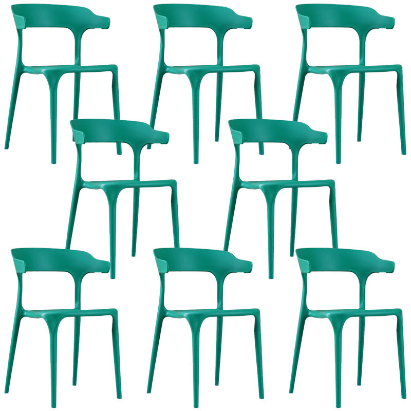 Contemporary Restaurant Plastic Arm Chair Matte Finish Open Back Dining Chair Green Set of 8 Clearhalo ' kitchen&dining_furn' 'Dining Chairs' 'Dining Tables & Seating' 'dining_chair' 'Furniture' 'furniture_dining_chair' 'Kitchen & Dining Furniture' 'kitchen' 4480568