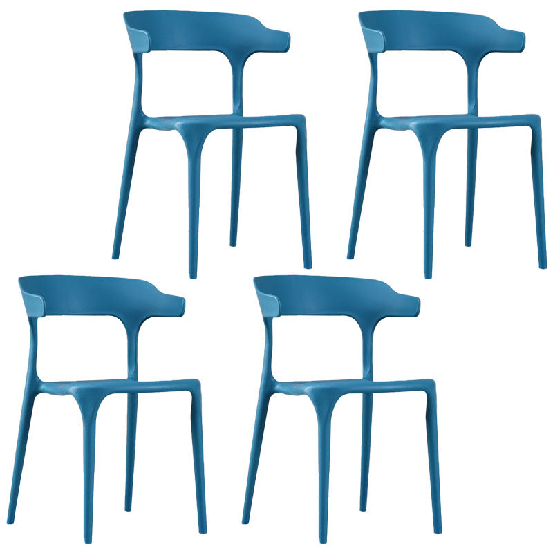 Contemporary Restaurant Plastic Arm Chair Matte Finish Open Back Dining Chair Blue Set of 4 Clearhalo ' kitchen&dining_furn' 'Dining Chairs' 'Dining Tables & Seating' 'dining_chair' 'Furniture' 'furniture_dining_chair' 'Kitchen & Dining Furniture' 'kitchen' 4480569