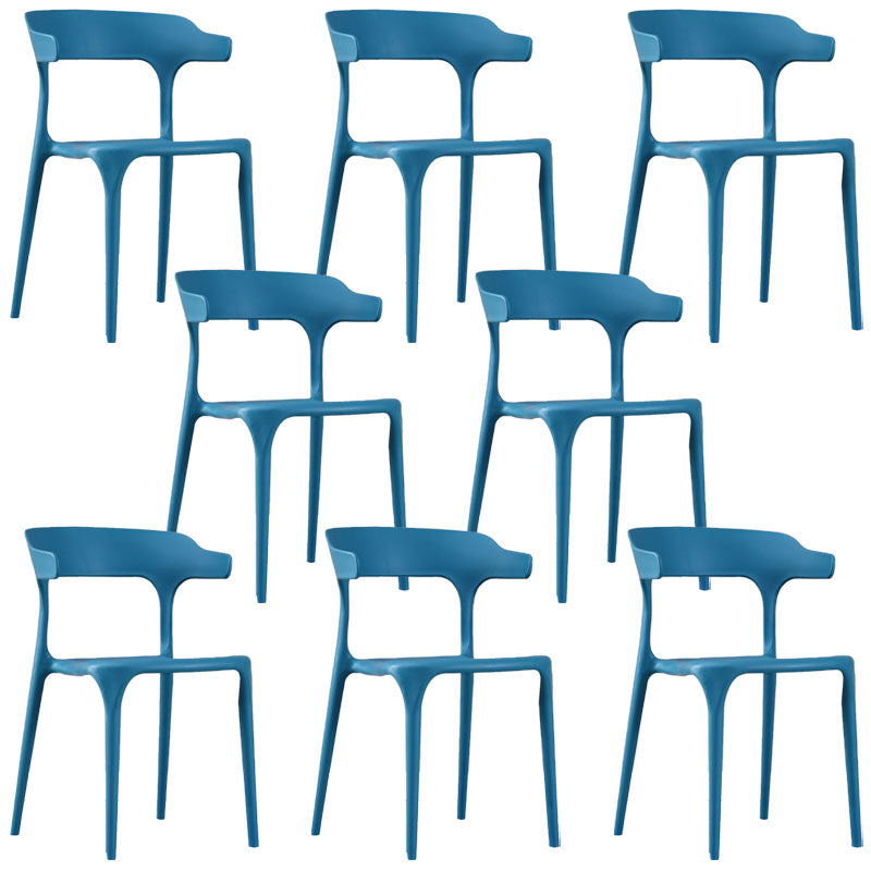 Contemporary Restaurant Plastic Arm Chair Matte Finish Open Back Dining Chair Blue Set of 8 Clearhalo ' kitchen&dining_furn' 'Dining Chairs' 'Dining Tables & Seating' 'dining_chair' 'Furniture' 'furniture_dining_chair' 'Kitchen & Dining Furniture' 'kitchen' 4480570