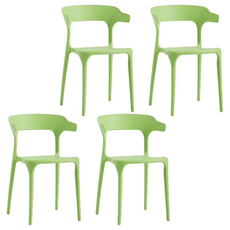 Contemporary Restaurant Plastic Arm Chair Matte Finish Open Back Dining Chair Turquoise Set of 4 Clearhalo ' kitchen&dining_furn' 'Dining Chairs' 'Dining Tables & Seating' 'dining_chair' 'Furniture' 'furniture_dining_chair' 'Kitchen & Dining Furniture' 'kitchen' 4480571