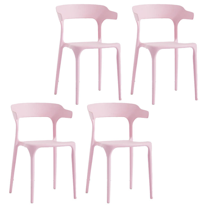 Contemporary Restaurant Plastic Arm Chair Matte Finish Open Back Dining Chair Light Pink Set of 4 Clearhalo ' kitchen&dining_furn' 'Dining Chairs' 'Dining Tables & Seating' 'dining_chair' 'Furniture' 'furniture_dining_chair' 'Kitchen & Dining Furniture' 'kitchen' 4480573