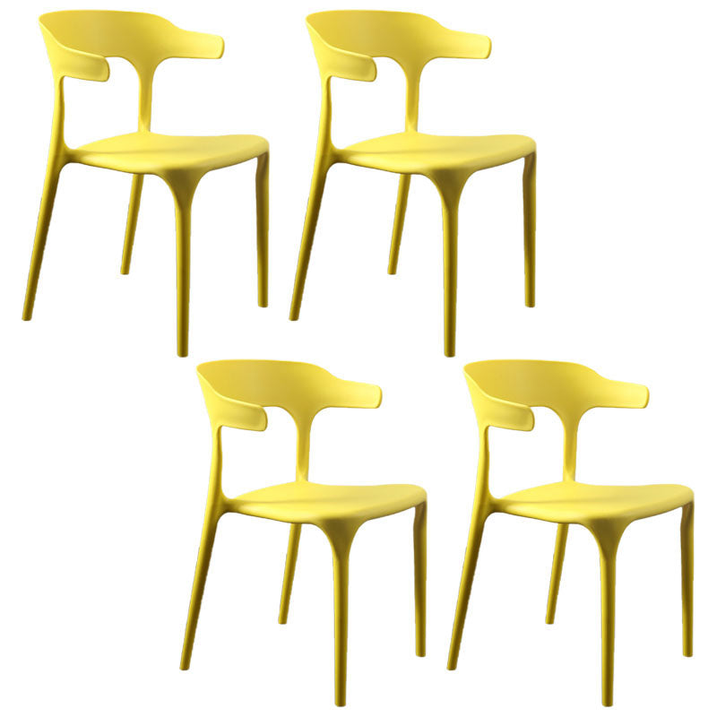 Contemporary Restaurant Plastic Arm Chair Matte Finish Open Back Dining Chair Yellow Set of 4 Clearhalo ' kitchen&dining_furn' 'Dining Chairs' 'Dining Tables & Seating' 'dining_chair' 'Furniture' 'furniture_dining_chair' 'Kitchen & Dining Furniture' 'kitchen' 4480575