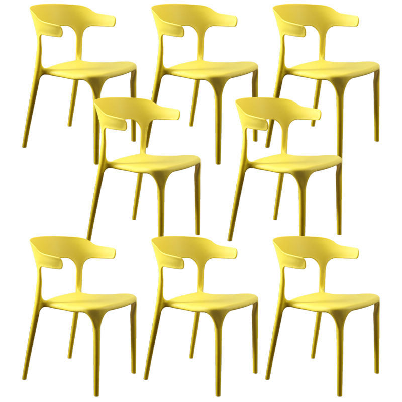 Contemporary Restaurant Plastic Arm Chair Matte Finish Open Back Dining Chair Yellow Set of 8 Clearhalo ' kitchen&dining_furn' 'Dining Chairs' 'Dining Tables & Seating' 'dining_chair' 'Furniture' 'furniture_dining_chair' 'Kitchen & Dining Furniture' 'kitchen' 4480576