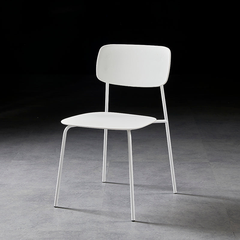 Contemporary Style Kitchen Metal Dining Chairs Dining Armless Side Chair White 1 Piece Clearhalo ' kitchen&dining_furn' 'Dining Chairs' 'Dining Tables & Seating' 'dining_chair' 'furn' 'furn_dining_chair' 'Furniture' 'furniture_dining_chair' 'Kitchen & Dining Furniture' 'kitchen' 4480579