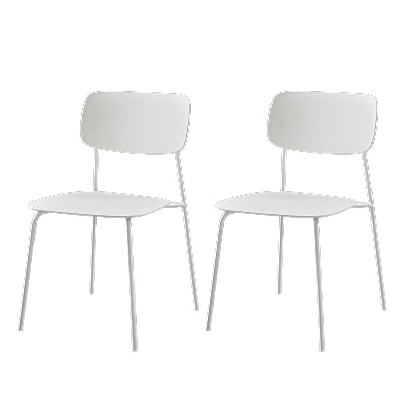 Contemporary Style Kitchen Metal Dining Chairs Dining Armless Side Chair White 2 Piece Set Clearhalo ' kitchen&dining_furn' 'Dining Chairs' 'Dining Tables & Seating' 'dining_chair' 'furn' 'furn_dining_chair' 'Furniture' 'furniture_dining_chair' 'Kitchen & Dining Furniture' 'kitchen' 4480581