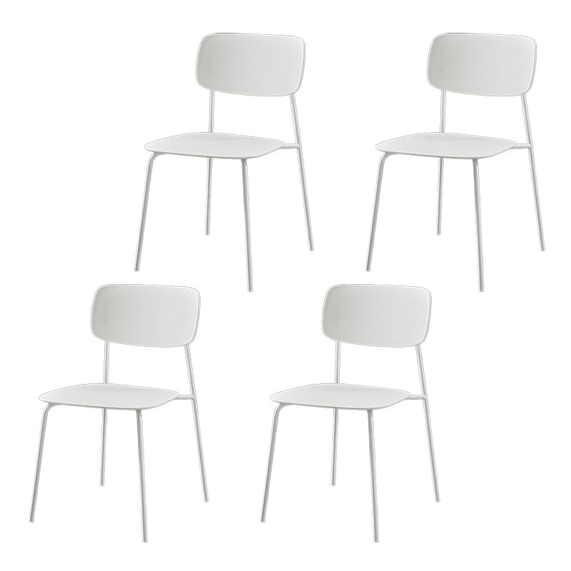 Contemporary Style Kitchen Metal Dining Chairs Dining Armless Side Chair White 4 Piece Set Clearhalo ' kitchen&dining_furn' 'Dining Chairs' 'Dining Tables & Seating' 'dining_chair' 'furn' 'furn_dining_chair' 'Furniture' 'furniture_dining_chair' 'Kitchen & Dining Furniture' 'kitchen' 4480583