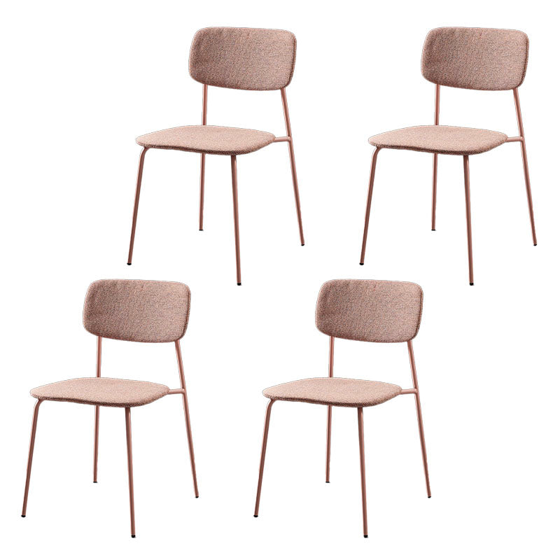 Contemporary Style Kitchen Metal Dining Chairs Dining Armless Side Chair Pink 4 Piece Set Clearhalo ' kitchen&dining_furn' 'Dining Chairs' 'Dining Tables & Seating' 'dining_chair' 'furn' 'furn_dining_chair' 'Furniture' 'furniture_dining_chair' 'Kitchen & Dining Furniture' 'kitchen' 4480588