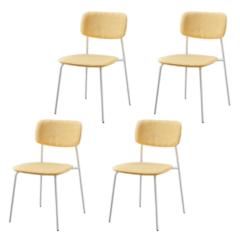 Contemporary Style Kitchen Metal Dining Chairs Dining Armless Side Chair Yellow 4 Piece Set Clearhalo ' kitchen&dining_furn' 'Dining Chairs' 'Dining Tables & Seating' 'dining_chair' 'furn' 'furn_dining_chair' 'Furniture' 'furniture_dining_chair' 'Kitchen & Dining Furniture' 'kitchen' 4480594
