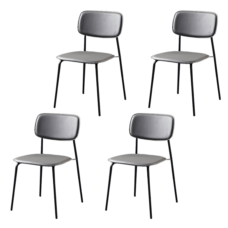 Contemporary Style Kitchen Metal Dining Chairs Dining Armless Side Chair Grey 4 Piece Set Clearhalo ' kitchen&dining_furn' 'Dining Chairs' 'Dining Tables & Seating' 'dining_chair' 'furn' 'furn_dining_chair' 'Furniture' 'furniture_dining_chair' 'Kitchen & Dining Furniture' 'kitchen' 4480604