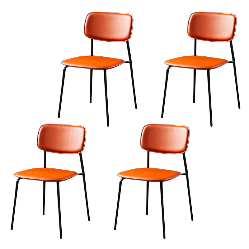 Contemporary Style Kitchen Metal Dining Chairs Dining Armless Side Chair Orange 4 Piece Set Clearhalo ' kitchen&dining_furn' 'Dining Chairs' 'Dining Tables & Seating' 'dining_chair' 'furn' 'furn_dining_chair' 'Furniture' 'furniture_dining_chair' 'Kitchen & Dining Furniture' 'kitchen' 4480622