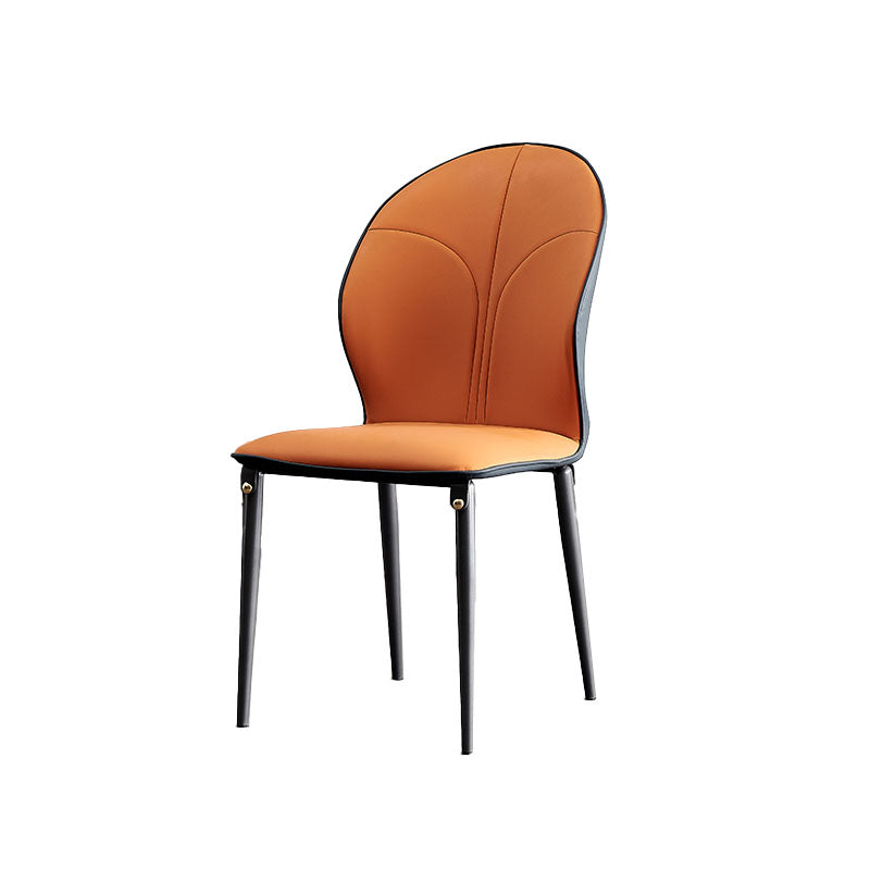 Contemporary Style Metal Dining Chairs Kitchen Wingback Armless Side Chairs Orange 1 Piece Clearhalo ' kitchen&dining_furn' 'Dining Chairs' 'Dining Tables & Seating' 'dining_chair' 'furn' 'furn_dining_chair' 'Furniture' 'furniture_dining_chair' 'Kitchen & Dining Furniture' 'kitchen' 4480628