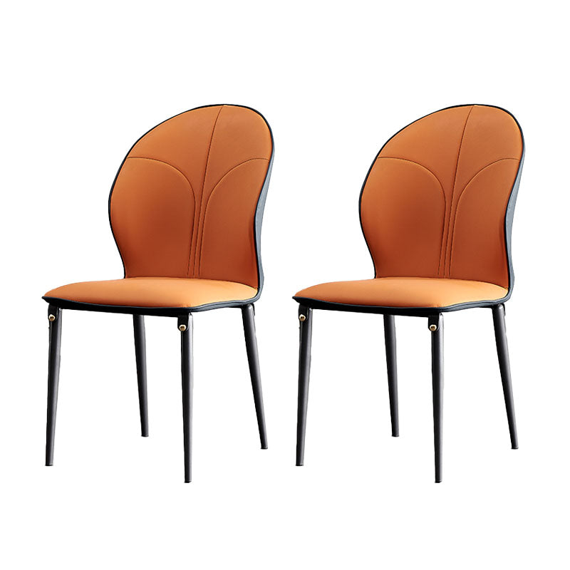 Contemporary Style Metal Dining Chairs Kitchen Wingback Armless Side Chairs Orange 2 Piece Set Clearhalo ' kitchen&dining_furn' 'Dining Chairs' 'Dining Tables & Seating' 'dining_chair' 'furn' 'furn_dining_chair' 'Furniture' 'furniture_dining_chair' 'Kitchen & Dining Furniture' 'kitchen' 4480629
