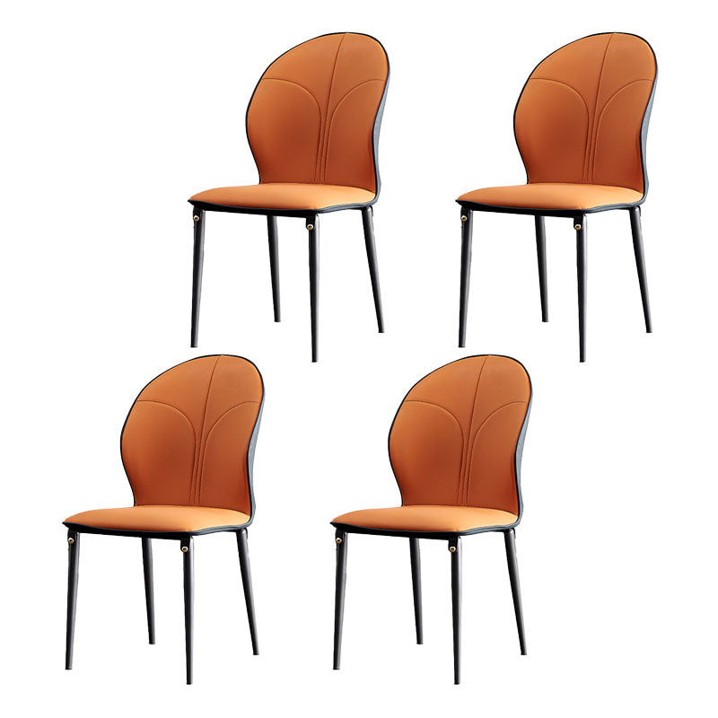 Contemporary Style Metal Dining Chairs Kitchen Wingback Armless Side Chairs Orange 4 Piece Set Clearhalo ' kitchen&dining_furn' 'Dining Chairs' 'Dining Tables & Seating' 'dining_chair' 'furn' 'furn_dining_chair' 'Furniture' 'furniture_dining_chair' 'Kitchen & Dining Furniture' 'kitchen' 4480631