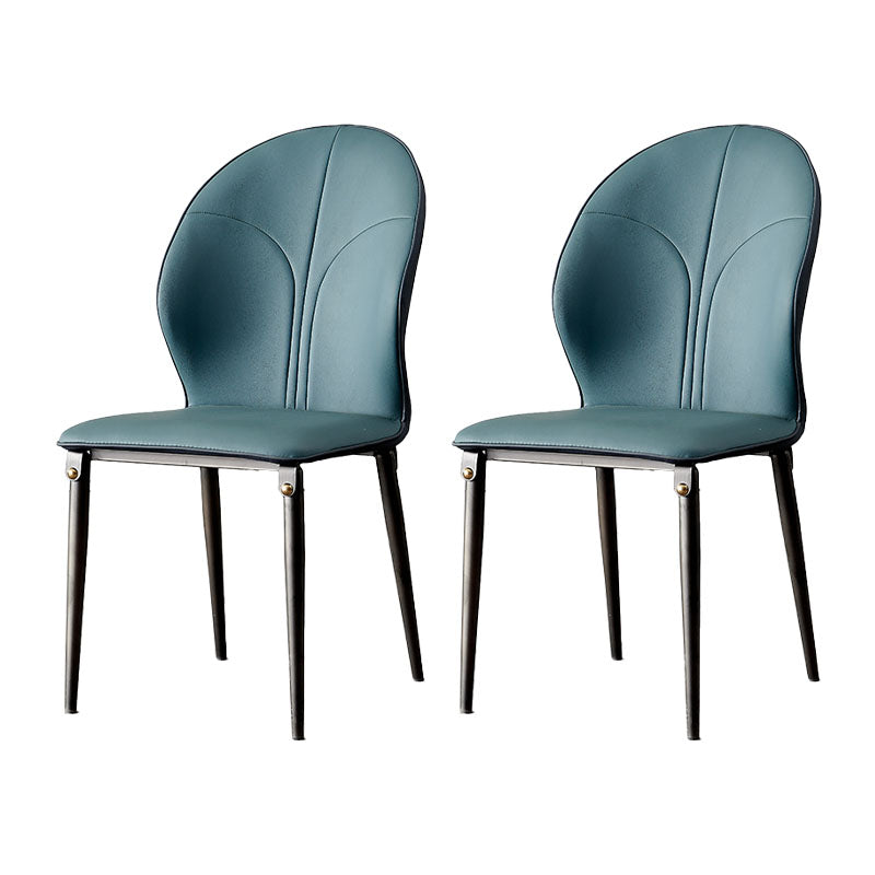 Contemporary Style Metal Dining Chairs Kitchen Wingback Armless Side Chairs Blackish Green 2 Piece Set Clearhalo ' kitchen&dining_furn' 'Dining Chairs' 'Dining Tables & Seating' 'dining_chair' 'furn' 'furn_dining_chair' 'Furniture' 'furniture_dining_chair' 'Kitchen & Dining Furniture' 'kitchen' 4480635