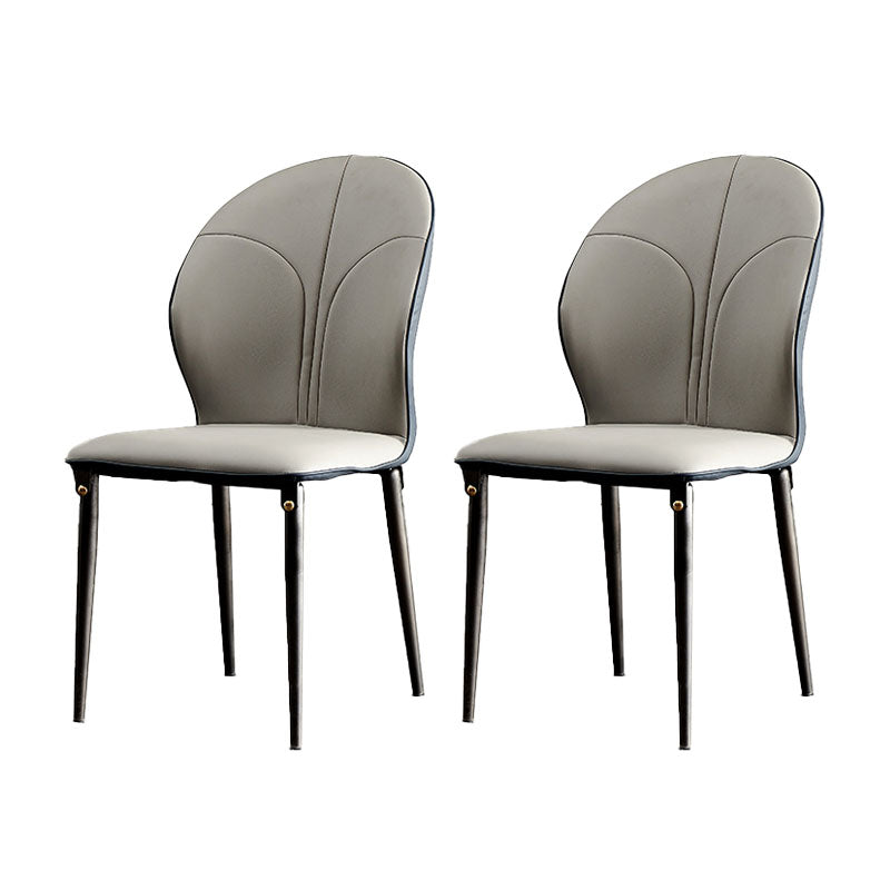 Contemporary Style Metal Dining Chairs Kitchen Wingback Armless Side Chairs Grey 2 Piece Set Clearhalo ' kitchen&dining_furn' 'Dining Chairs' 'Dining Tables & Seating' 'dining_chair' 'furn' 'furn_dining_chair' 'Furniture' 'furniture_dining_chair' 'Kitchen & Dining Furniture' 'kitchen' 4480642