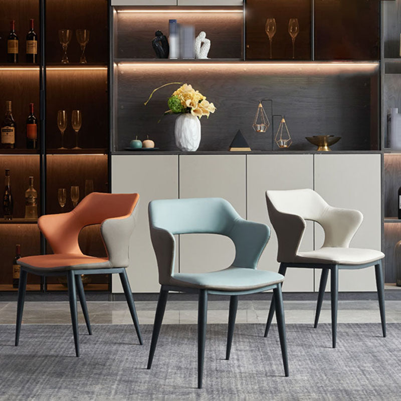 Contemporary Style Metal Dining Chairs Kitchen Open Back Arm Side Chairs Clearhalo ' kitchen&dining_furn' 'Dining Chairs' 'Dining Tables & Seating' 'dining_chair' 'furn' 'furn_dining_chair' 'Furniture' 'furniture_dining_chair' 'Kitchen & Dining Furniture' 'kitchen' 4480646