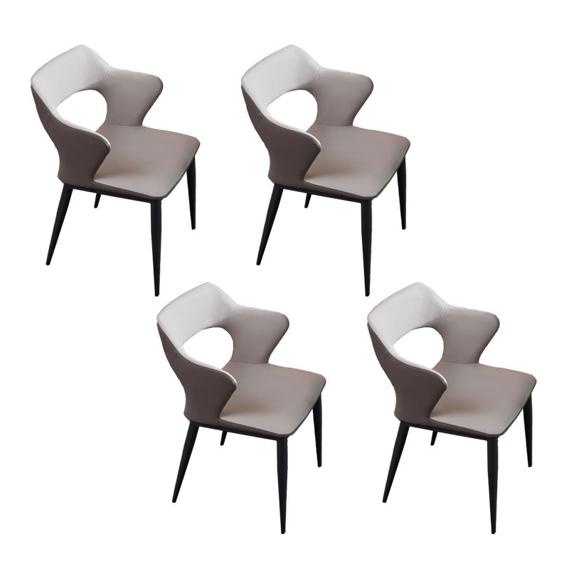 Contemporary Style Metal Dining Chairs Kitchen Open Back Arm Side Chairs Off-White 4 Piece Set Clearhalo ' kitchen&dining_furn' 'Dining Chairs' 'Dining Tables & Seating' 'dining_chair' 'furn' 'furn_dining_chair' 'Furniture' 'furniture_dining_chair' 'Kitchen & Dining Furniture' 'kitchen' 4480650