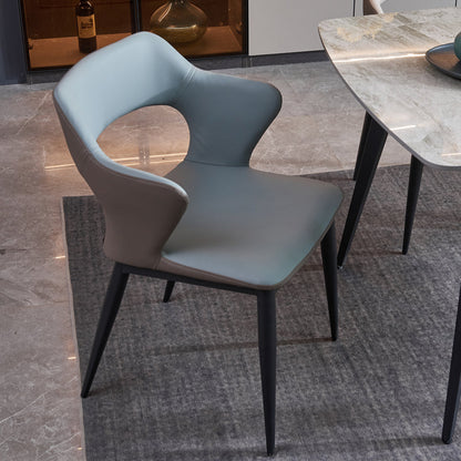Contemporary Style Metal Dining Chairs Kitchen Open Back Arm Side Chairs Gray Blue 1 Piece Clearhalo ' kitchen&dining_furn' 'Dining Chairs' 'Dining Tables & Seating' 'dining_chair' 'furn' 'furn_dining_chair' 'Furniture' 'furniture_dining_chair' 'Kitchen & Dining Furniture' 'kitchen' 4480653