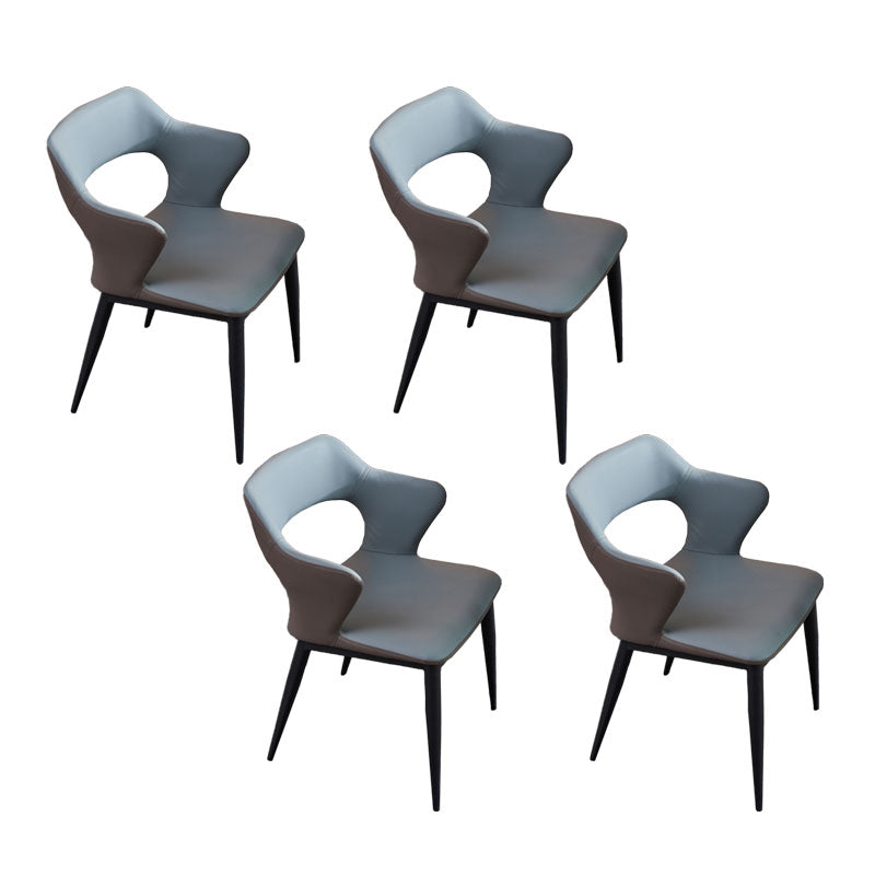 Contemporary Style Metal Dining Chairs Kitchen Open Back Arm Side Chairs Gray Blue 4 Piece Set Clearhalo ' kitchen&dining_furn' 'Dining Chairs' 'Dining Tables & Seating' 'dining_chair' 'furn' 'furn_dining_chair' 'Furniture' 'furniture_dining_chair' 'Kitchen & Dining Furniture' 'kitchen' 4480656