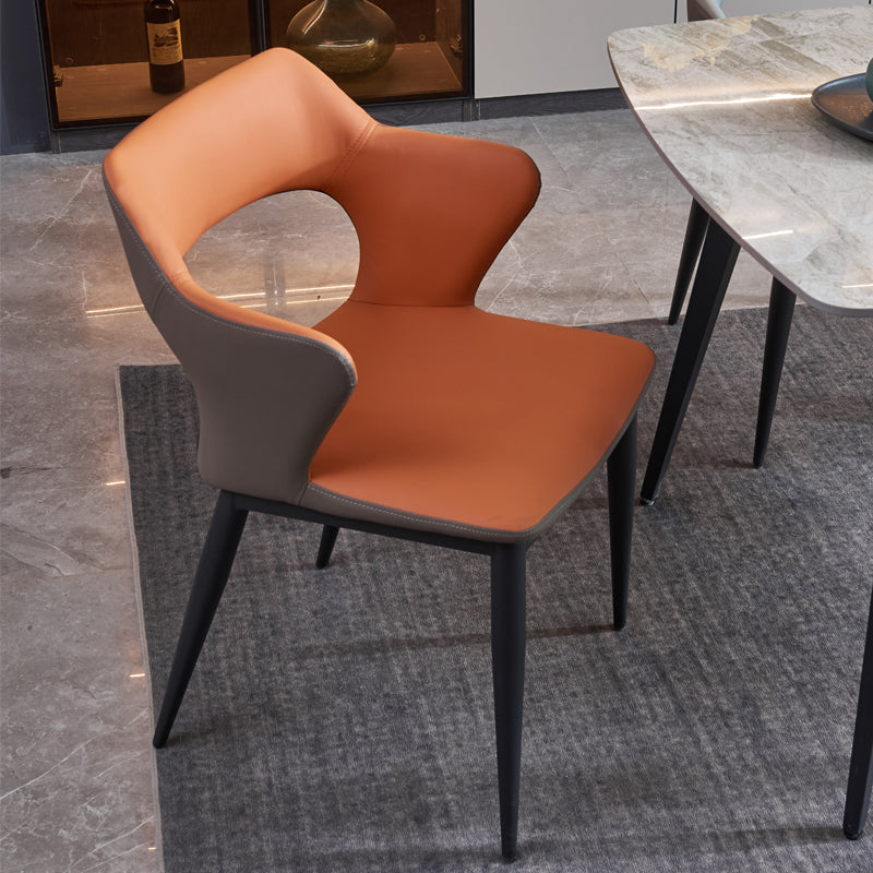 Contemporary Style Metal Dining Chairs Kitchen Open Back Arm Side Chairs Orange 1 Piece Clearhalo ' kitchen&dining_furn' 'Dining Chairs' 'Dining Tables & Seating' 'dining_chair' 'furn' 'furn_dining_chair' 'Furniture' 'furniture_dining_chair' 'Kitchen & Dining Furniture' 'kitchen' 4480658