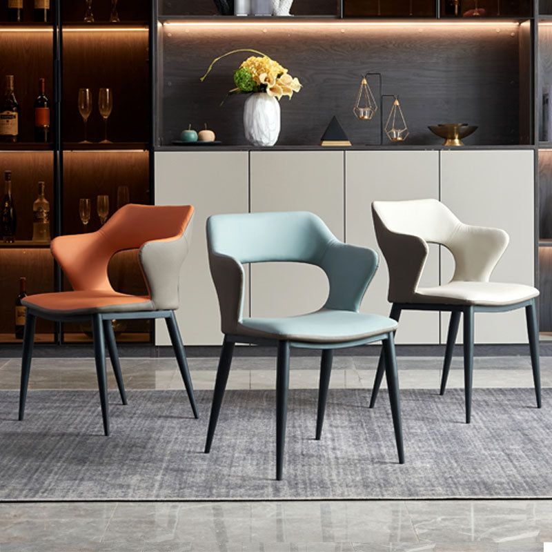 Contemporary Style Metal Dining Chairs Kitchen Open Back Arm Side Chairs Clearhalo ' kitchen&dining_furn' 'Dining Chairs' 'Dining Tables & Seating' 'dining_chair' 'furn' 'furn_dining_chair' 'Furniture' 'furniture_dining_chair' 'Kitchen & Dining Furniture' 'kitchen' 4480663