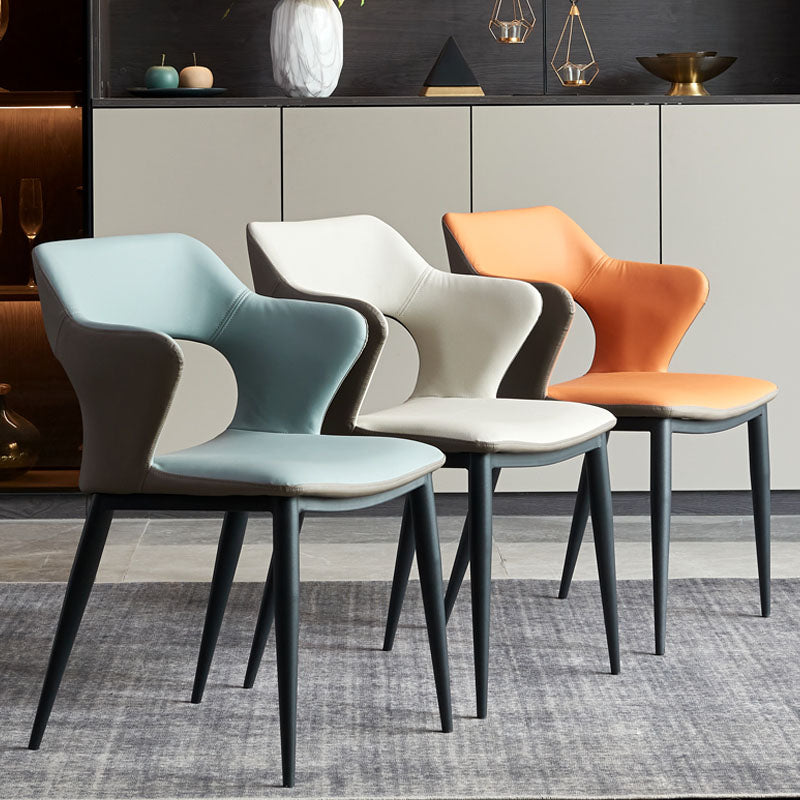 Contemporary Style Metal Dining Chairs Kitchen Open Back Arm Side Chairs Clearhalo ' kitchen&dining_furn' 'Dining Chairs' 'Dining Tables & Seating' 'dining_chair' 'furn' 'furn_dining_chair' 'Furniture' 'furniture_dining_chair' 'Kitchen & Dining Furniture' 'kitchen' 4480664