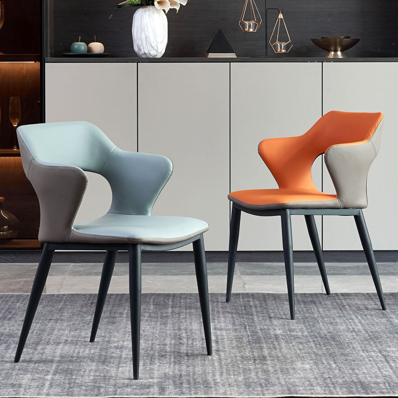 Contemporary Style Metal Dining Chairs Kitchen Open Back Arm Side Chairs Clearhalo ' kitchen&dining_furn' 'Dining Chairs' 'Dining Tables & Seating' 'dining_chair' 'furn' 'furn_dining_chair' 'Furniture' 'furniture_dining_chair' 'Kitchen & Dining Furniture' 'kitchen' 4480665