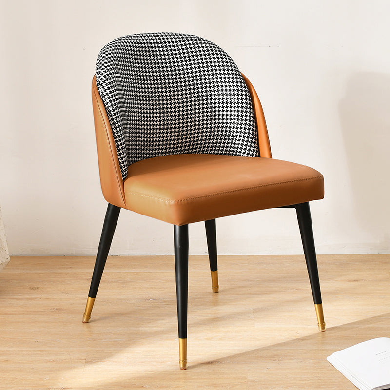 Scandinavian Style Upholstered Armless Dining Chairs Solid Back Dining Side Chair Brown 1 Piece Clearhalo ' kitchen&dining_furn' 'Dining Chairs' 'Dining Tables & Seating' 'dining_chair' 'furn' 'furn_dining_chair' 'Furniture' 'furniture_dining_chair' 'Kitchen & Dining Furniture' 'kitchen' 4480746