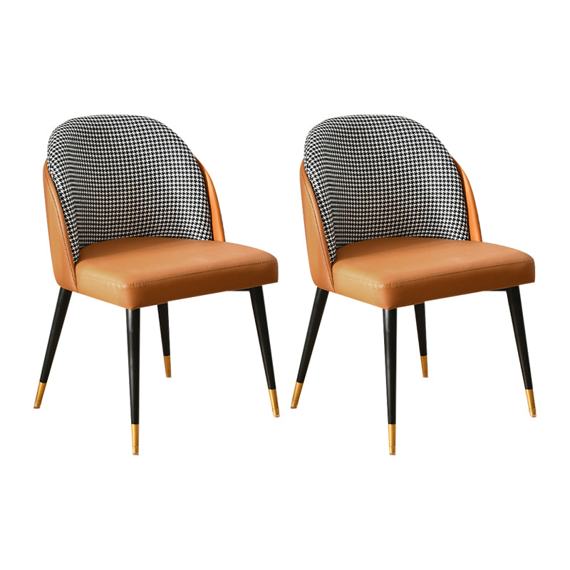 Scandinavian Style Upholstered Armless Dining Chairs Solid Back Dining Side Chair Brown 2 Piece Set Clearhalo ' kitchen&dining_furn' 'Dining Chairs' 'Dining Tables & Seating' 'dining_chair' 'furn' 'furn_dining_chair' 'Furniture' 'furniture_dining_chair' 'Kitchen & Dining Furniture' 'kitchen' 4480748