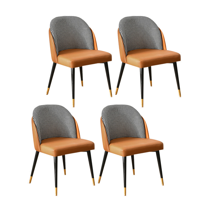 Scandinavian Style Upholstered Armless Dining Chairs Solid Back Dining Side Chair Brown 4 Piece Set Clearhalo ' kitchen&dining_furn' 'Dining Chairs' 'Dining Tables & Seating' 'dining_chair' 'furn' 'furn_dining_chair' 'Furniture' 'furniture_dining_chair' 'Kitchen & Dining Furniture' 'kitchen' 4480750