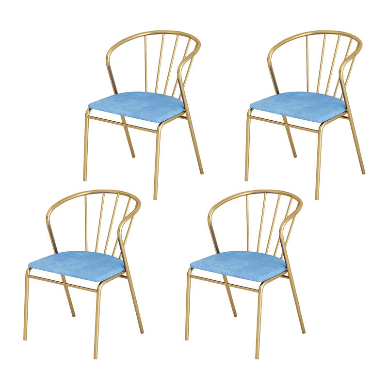 Scandinavian Style Windsor Back Side Chairs Upholstered Armless Dining Chairs Sky Blue 4 Piece Set Clearhalo ' kitchen&dining_furn' 'Dining Chairs' 'Dining Tables & Seating' 'dining_chair' 'furn' 'furn_dining_chair' 'Furniture' 'furniture_dining_chair' 'Kitchen & Dining Furniture' 'kitchen' 4480789