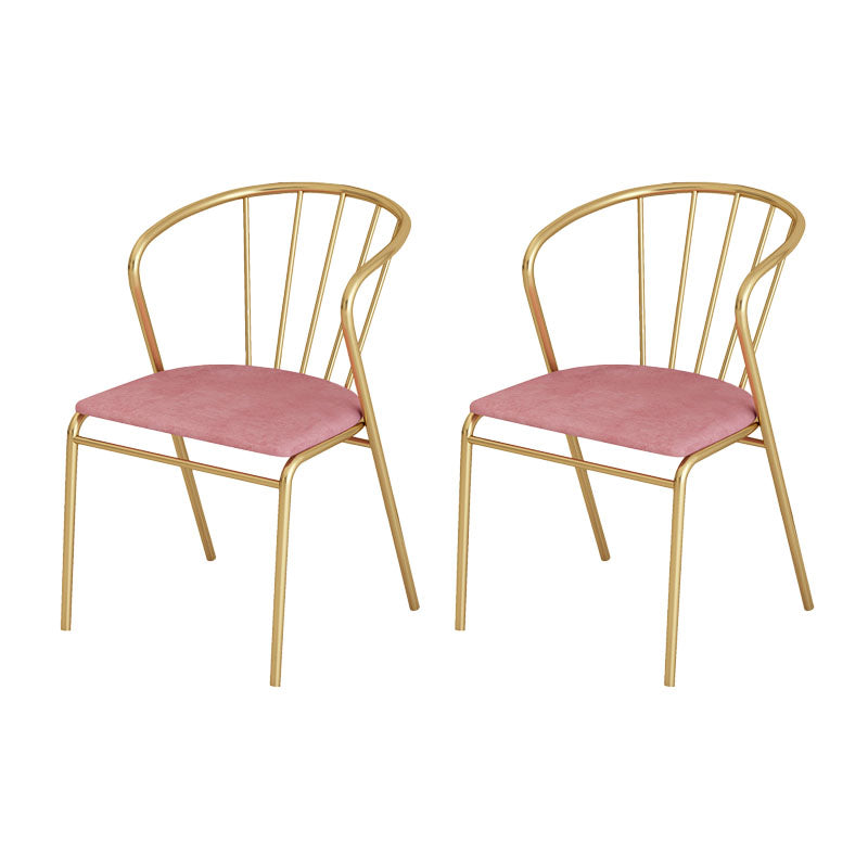 Scandinavian Style Windsor Back Side Chairs Upholstered Armless Dining Chairs Pink 2 Piece Set Clearhalo ' kitchen&dining_furn' 'Dining Chairs' 'Dining Tables & Seating' 'dining_chair' 'furn' 'furn_dining_chair' 'Furniture' 'furniture_dining_chair' 'Kitchen & Dining Furniture' 'kitchen' 4480800