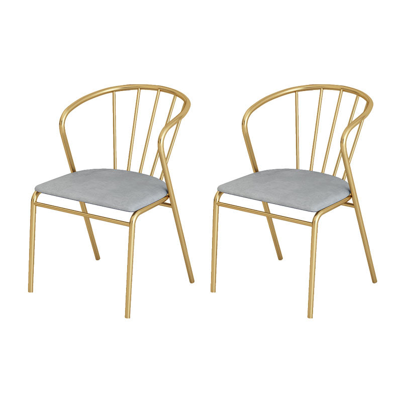Scandinavian Style Windsor Back Side Chairs Upholstered Armless Dining Chairs Light Gray 2 Piece Set Clearhalo ' kitchen&dining_furn' 'Dining Chairs' 'Dining Tables & Seating' 'dining_chair' 'furn' 'furn_dining_chair' 'Furniture' 'furniture_dining_chair' 'Kitchen & Dining Furniture' 'kitchen' 4480807