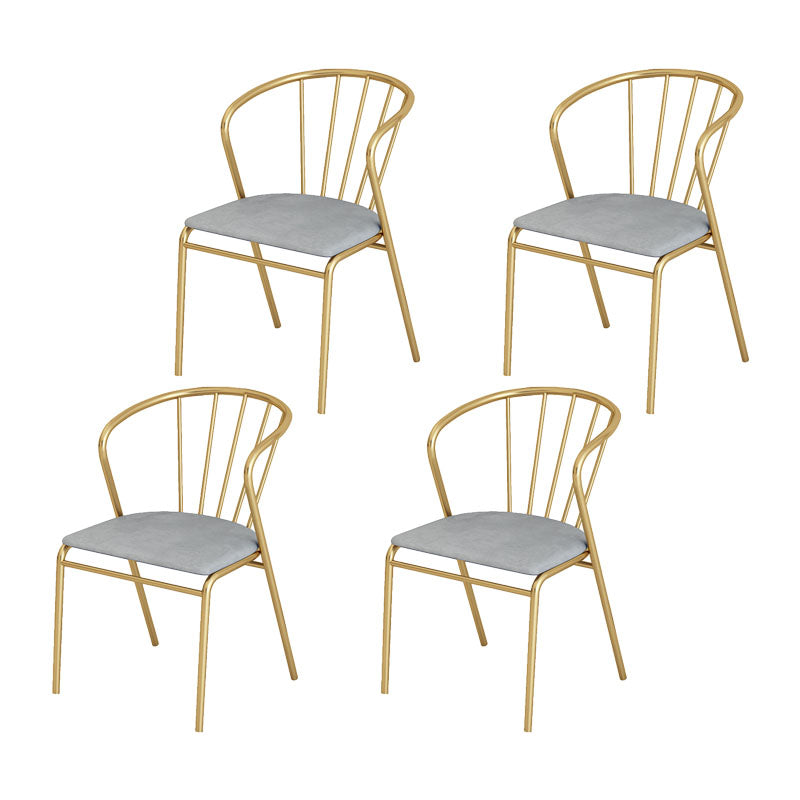 Scandinavian Style Windsor Back Side Chairs Upholstered Armless Dining Chairs Light Gray 4 Piece Set Clearhalo ' kitchen&dining_furn' 'Dining Chairs' 'Dining Tables & Seating' 'dining_chair' 'furn' 'furn_dining_chair' 'Furniture' 'furniture_dining_chair' 'Kitchen & Dining Furniture' 'kitchen' 4480808