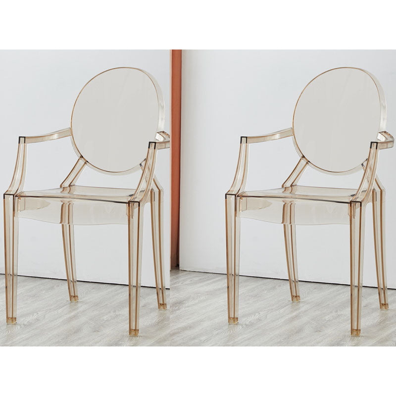 Contemporary Restaurant Plastic Arm Chair Open Back Dining Chair Amber Set of 2 Clearhalo ' kitchen&dining_furn' 'Dining Chairs' 'Dining Tables & Seating' 'dining_chair' 'Furniture' 'furniture_dining_chair' 'Kitchen & Dining Furniture' 'kitchen' 4480811