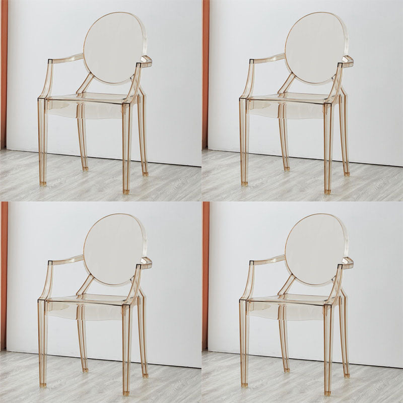 Contemporary Restaurant Plastic Arm Chair Open Back Dining Chair Amber Set of 4 Clearhalo ' kitchen&dining_furn' 'Dining Chairs' 'Dining Tables & Seating' 'dining_chair' 'Furniture' 'furniture_dining_chair' 'Kitchen & Dining Furniture' 'kitchen' 4480813