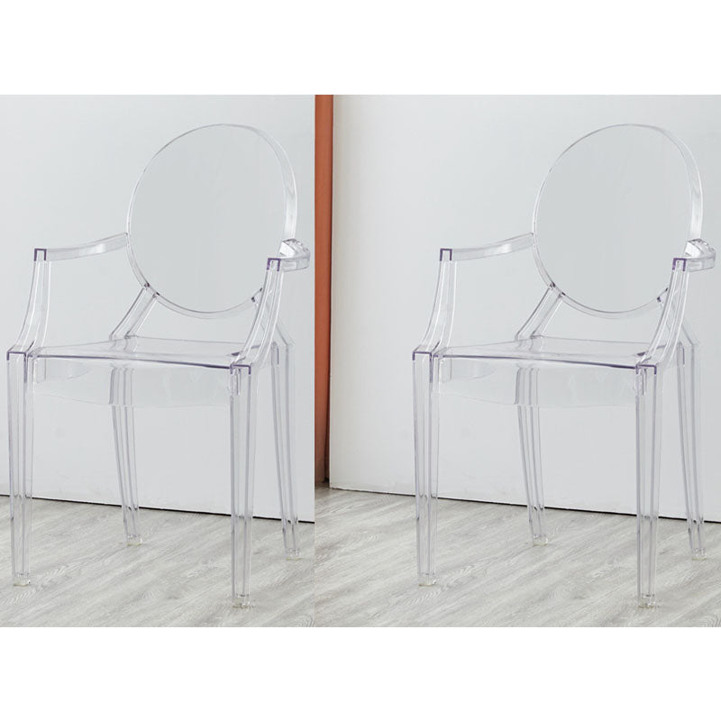 Contemporary Restaurant Plastic Arm Chair Open Back Dining Chair Clear Set of 2 Clearhalo ' kitchen&dining_furn' 'Dining Chairs' 'Dining Tables & Seating' 'dining_chair' 'Furniture' 'furniture_dining_chair' 'Kitchen & Dining Furniture' 'kitchen' 4480816